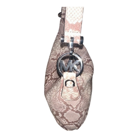 Michael Kors Fulton Brown Snakeskin Hobo Shoulder Bag - Picture 3 of 9